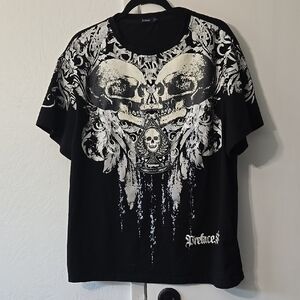 Affliction Black Skull Graphic Men's Shirt